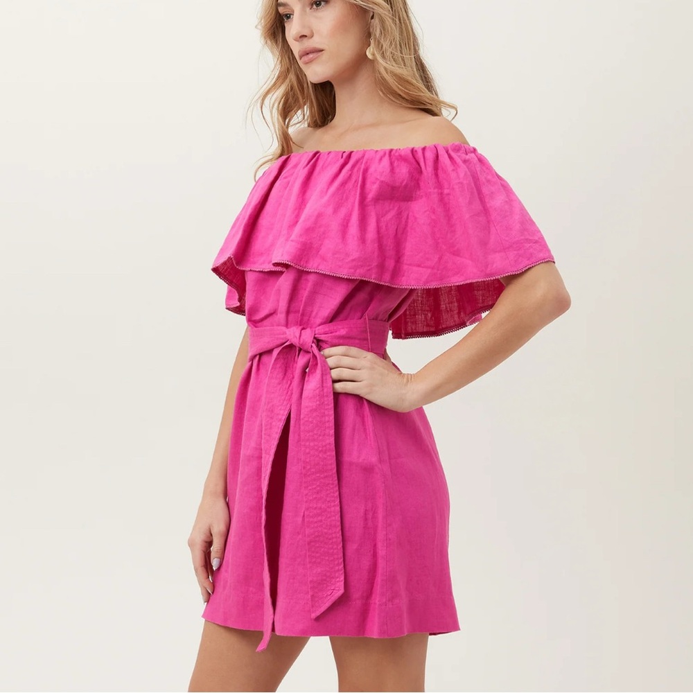 Trina Turk Fuchsia Off-Shoulder Mini Dress